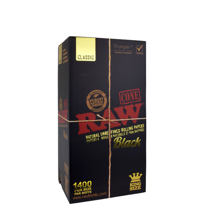 RAW | BLACK PRE-ROLLED CONES KING SIZE – BOX/1400