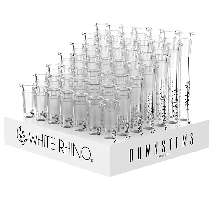 WHITE RHINO | 19/14 GLASS ON GLASS DOWNSTEM - 49 COUNT DISPLAY