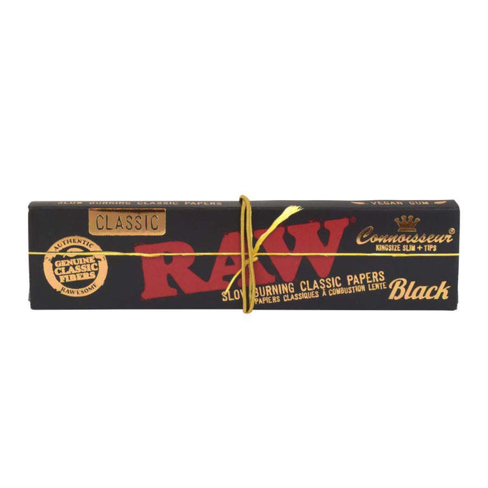 RAW | Black Natural Unrefined Artisan Connoisseur Papers w/ Tips – King Size King Size ONE