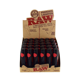 RAW | Phoenix Lighters – Adjustable Poker & Integrated Wind Screen (Tray of 30)