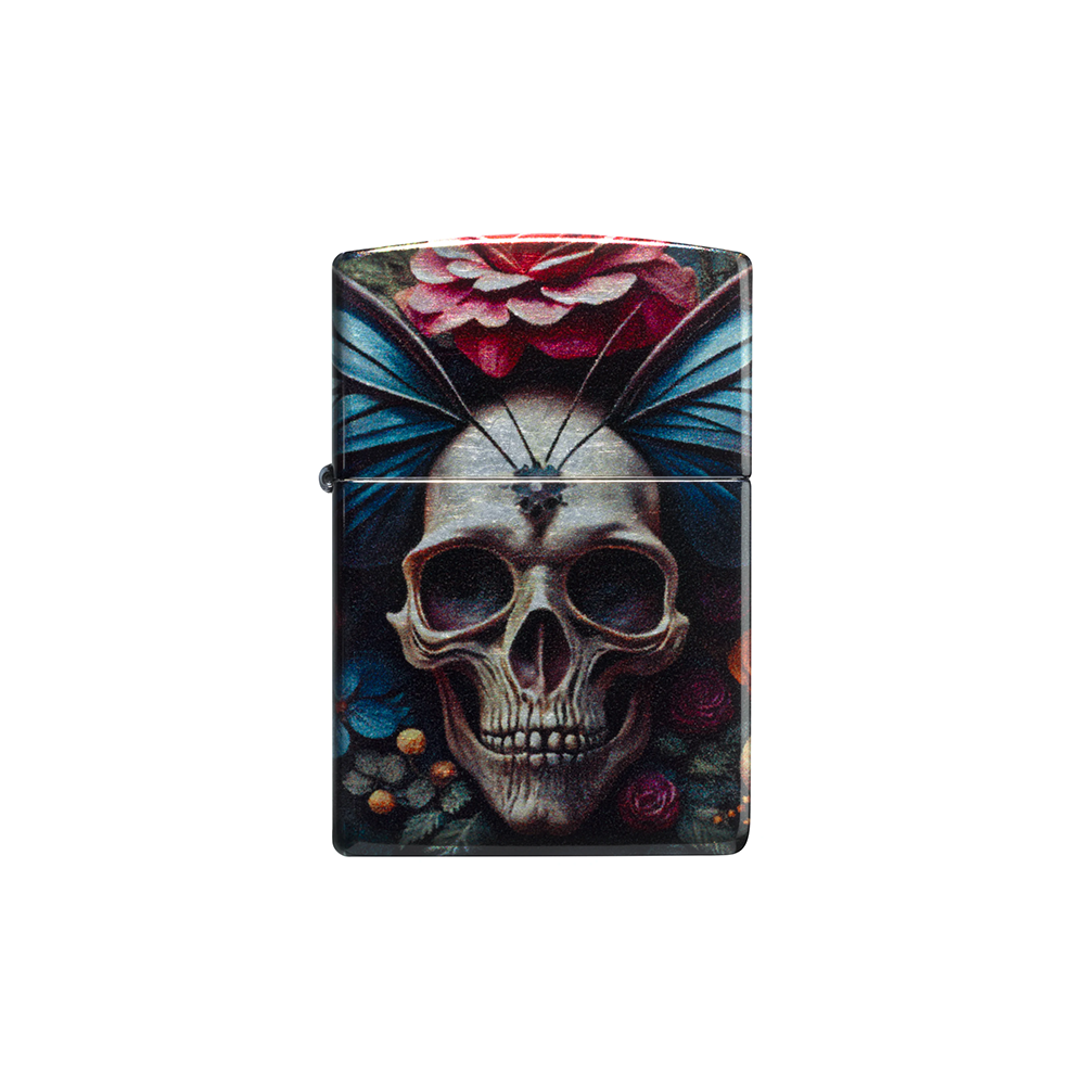 Zippo 46848 Butterfly Floral Skull Flower — One Wholesale