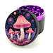 Green Star | 2.5" (63mm) Herb Grinder - Psychedelic Mushrooms Design Regular Green Star Herb Grinders Black Outside Purple Inside