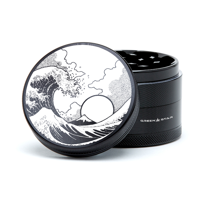 Green Star | 2.5" (63mm) Grinder - Tsunami Wave Design Regular Grinder Green Star Herb Grinders