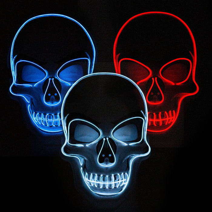 LED Neon Skull Mask for party or Halloween Costume Collectable Items JJ Distribution