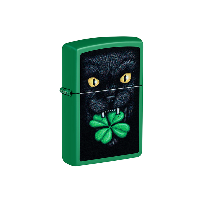 Soppo Cat Zippo 46721 Feline Lucky Cat Clover Design — One Wholesale