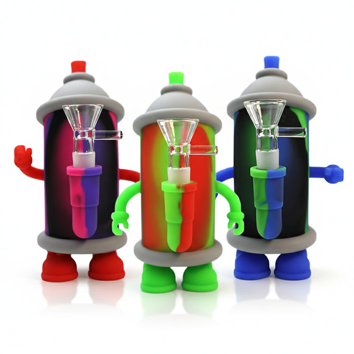 6″ Colorful Silicone Pipe with 14mm Glass Bowl [SMKZ162] Resin · Silicone · Plastic Bong Canadian Distributor