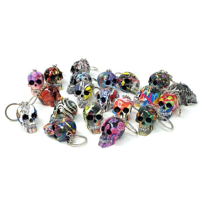Resin With Water Transfer Printing Skull Key Chain-Assorted Gadget Super Supplys Inc