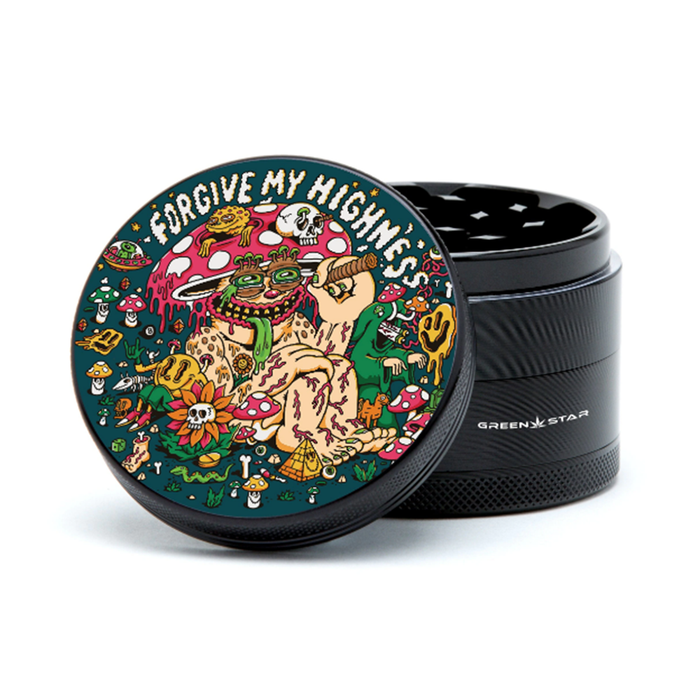 Green Star | 2.5" (63mm) Grinder - Forgive My Highness Design Regular Grinder Green Star Herb Grinders Black