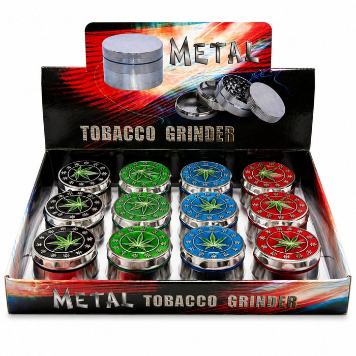 43mm 4-Piece Leaf Medallion Metal Grinder Display Pack Super Supplys Inc Default Title