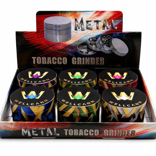 63mm 4-Piece WELLCANN Geometric Metal Grinder Display Pack Super Supplys Inc Default Title