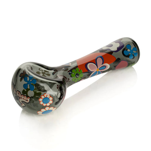 Cheech & Chong® Glass | 4.5" Smoke Power To The Flower Spoon Hand Pipe W/Ash Catcher Mouthpiece Glass West Coast Gifts