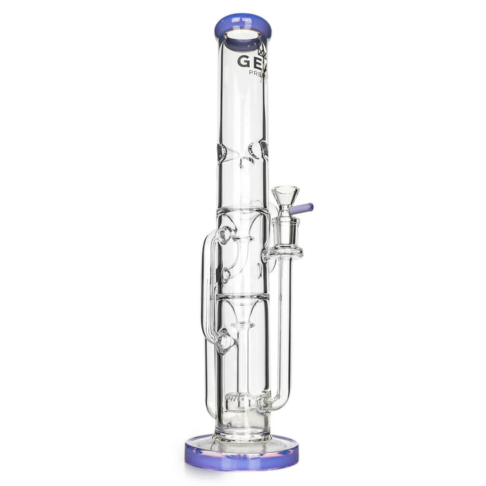 GEAR Premium® | 15" Stemless Dual Chamber Recycler Water Pipe Glass Bong Smoking Cat Distribution Purple Slyme