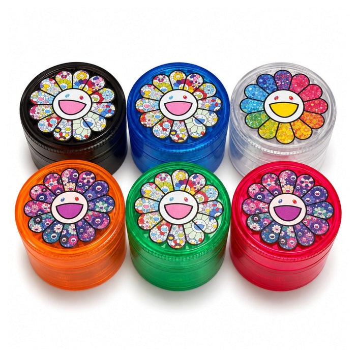 63mm Rainbow Flower 4-Part Plastic Grinder – 12 PCS Display Display Pack Super Supplys Inc