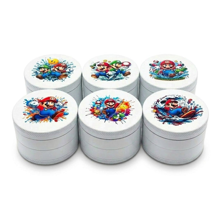 63mm x 42mm Retro Gaming 4-Part Metal Herb Grinder – 6PCS Display Display Pack Super Supplys Inc