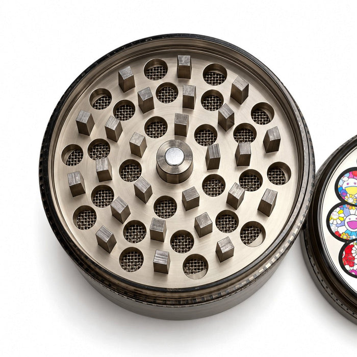 63mm Rainbow Flower 4-Part Plastic Grinder – 12 PCS Display Display Pack Super Supplys Inc