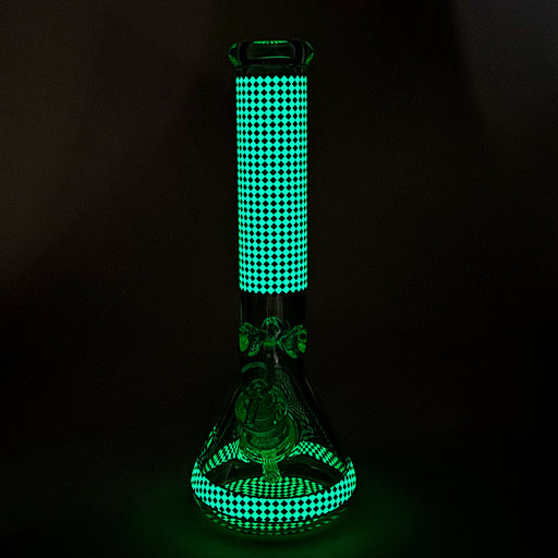 15" Grid Pattern Beaker Bong – Glow in the Dark Bongs RMG WHOLESALE