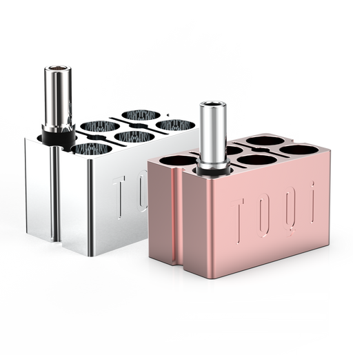 TOQi 510 Cartridge Holder - Precision CNC-Machined Aluminum, UV Protection, Holds 6 - Available in Silver & Rose Gold Part · Accessory TOQi