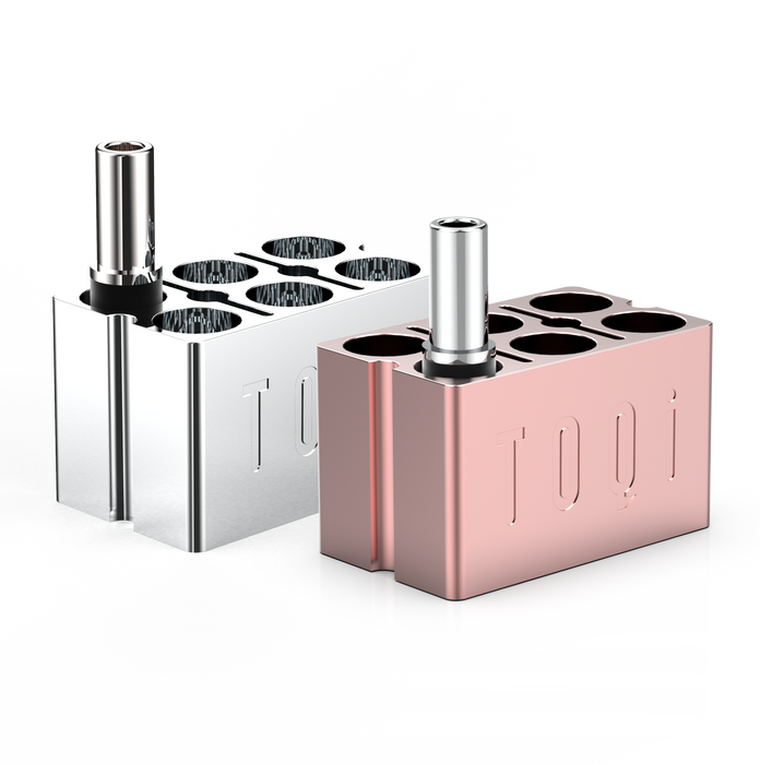 TOQi 510 Cartridge Holder - Precision CNC-Machined Aluminum, UV Protection, Holds 6 - Available in Silver & Rose Gold Part · Accessory TOQi
