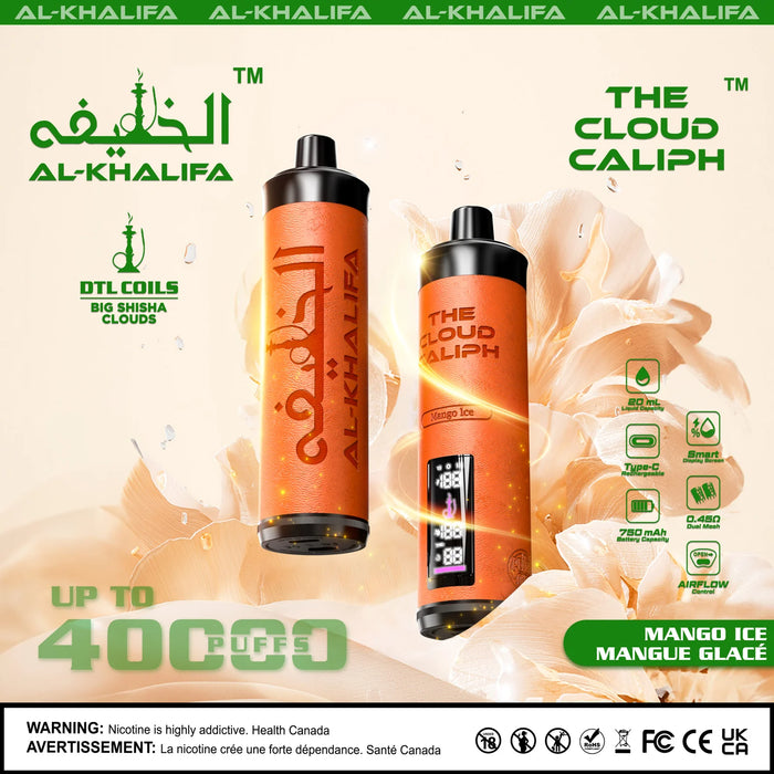 [ON] Al Khalifa | The Cloud Caliph 40k Box of 5 Disposable Vape Vape Daddy Mango ice