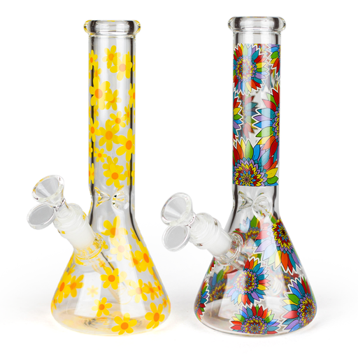 10" Flower Design Glass Bong Beaker Bong Super Supplys Inc