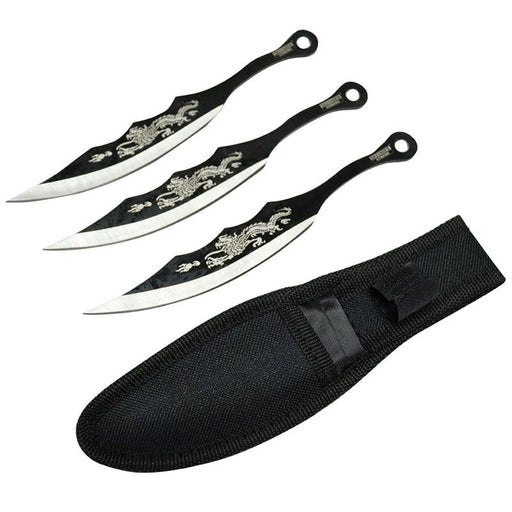 7″ 3-IN-1 , Two Tone Blade with Dragon Print T-K [13753] Throwing Knife Canadian Distributor