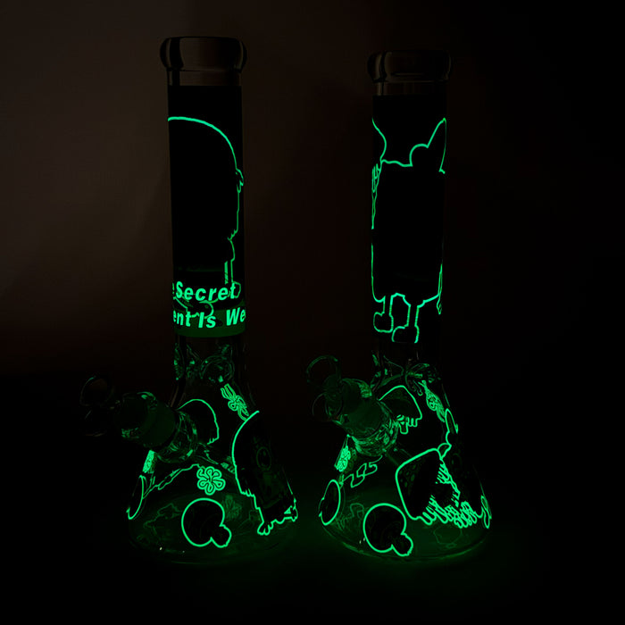 14" 7 mm Glass Bong With Cartoon Sponge Design [AQ0421-2] Glass Bong 777 Smoke