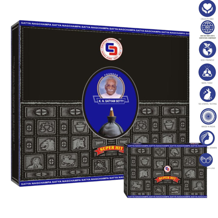 Satya Nag Champa Backflow Incense Cones Incense SunGlow Satya SUPER HIT Backflow Incense Cones