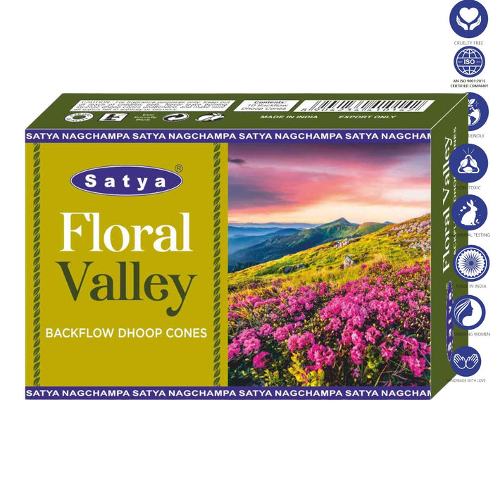 Satya Nag Champa Backflow Incense Cones Incense SunGlow Satya Floral Valley Backflow Incense Cones