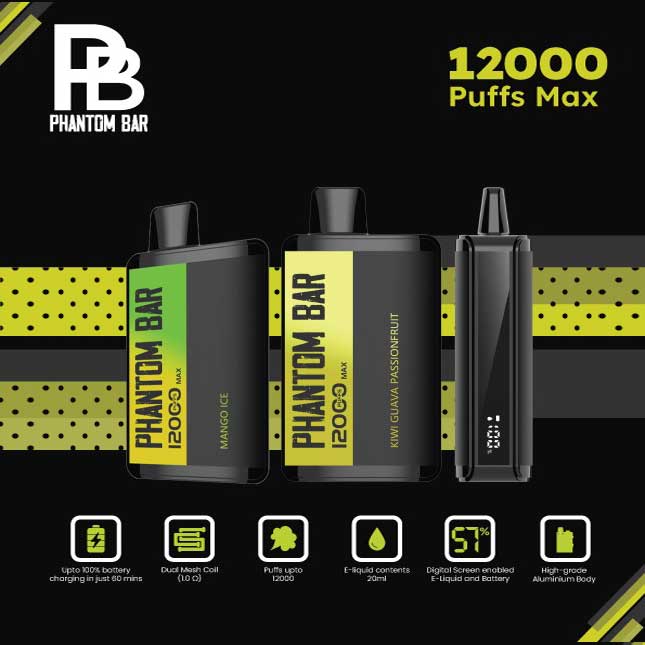 Phantom Bar | 12000 Puff LCD Disposable BOX OF 5