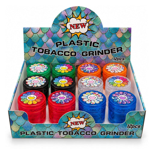 63mm Rainbow Flower 4-Part Plastic Grinder – 12 PCS Display Display Pack Super Supplys Inc Default Title