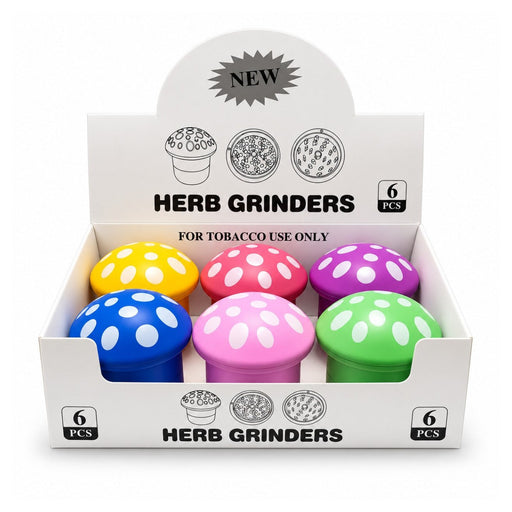 68mm Mushroom-Shaped 4-Piece Grinder - 6CT Display Pack Super Supplys Inc Default Title