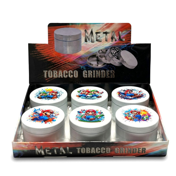 63mm x 42mm Retro Gaming 4-Part Metal Herb Grinder – 6PCS Display Display Pack Super Supplys Inc Default Title