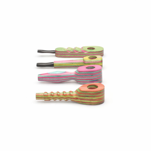 4" Assorted Rainbow Wooden Pipes Wooden Pipe Maq Distributors