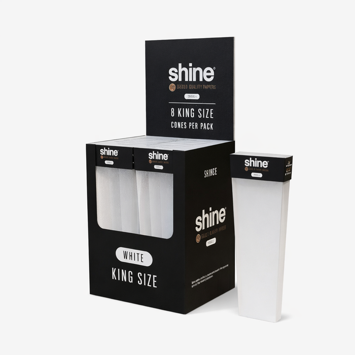 Shine | White 8 King Size Cones - 12 Packs Pre-rolled Cone (Display Pack) Shine Papers