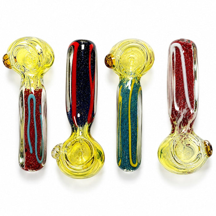 4.5" Striped Fumed Glass Hand Pipe Glass Pipe Super Supplys Inc Default Title