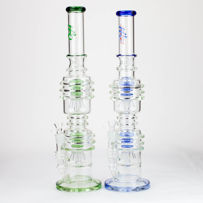 H2O | 21" Dual percolator glass water bong [H2O-5019] Bongs Canadian Distributor