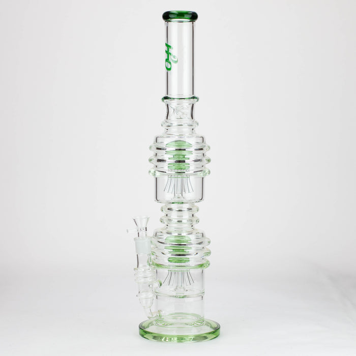 H2O | 21" Dual percolator glass water bong [H2O-5019] Bongs Canadian Distributor Green