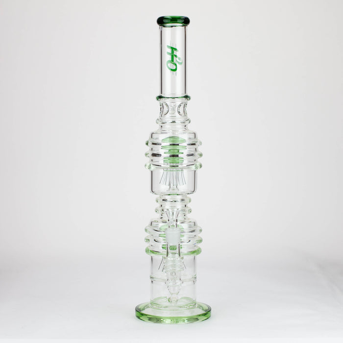 H2O | 21" Dual percolator glass water bong [H2O-5019] Bongs Canadian Distributor