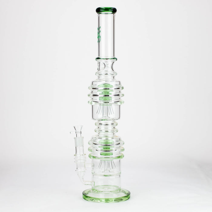 H2O | 21" Dual percolator glass water bong [H2O-5019] Bongs Canadian Distributor