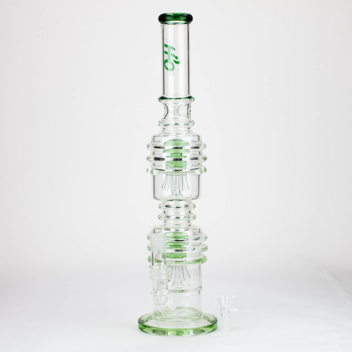 H2O | 21" Dual percolator glass water bong [H2O-5019] Bongs Canadian Distributor