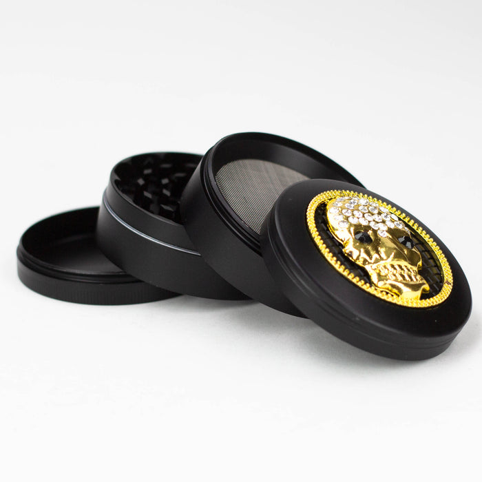 4 parts color grinder with a cubic zirconia decoration lid Box of 6 Display Pack ONE