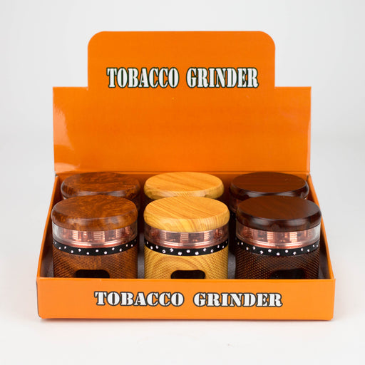 4 parts faux wood herb grinder Box of 6 [G728] Display Pack Canadian Distributor