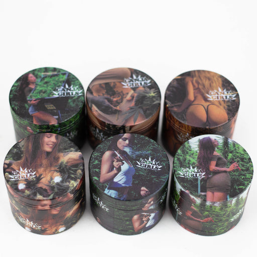 4 Part Cannabis Girl Zinc Grinder Box of 12 [PH6915-GG-2] Display Pack Canadian Distributor
