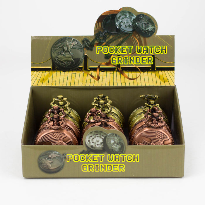 Pocket Watch 3 Parts Grinder Box of 12 [PH1859] Herb Grinder Canadian Distributor