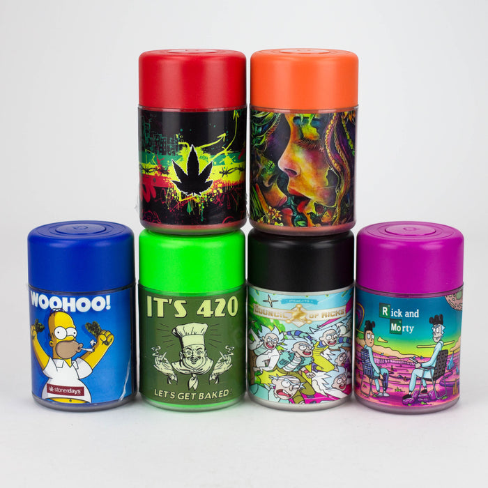 LED Plastic Stash Jars with cartoon Designs Box of 6 [SL19] Jar Canadian Distributor