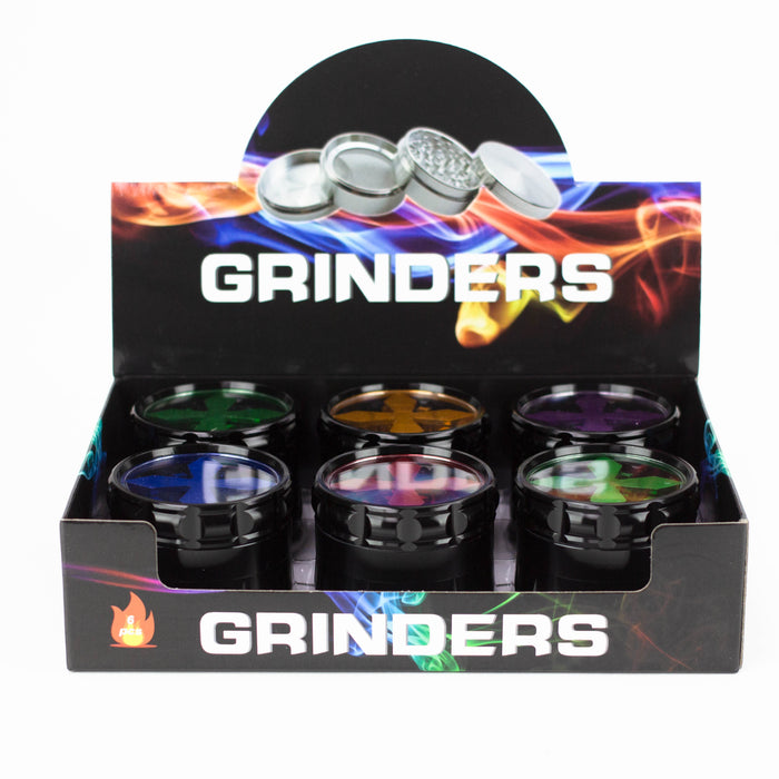 4 Parts Aluminium grinder with acrylic color window box of 6 [G815]