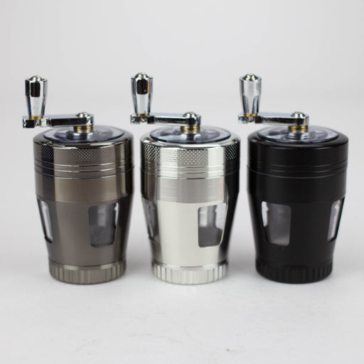 CNC Crank 4 parts herb grinder with handle Box of 6 [G1044] Display Pack Canadian Distributor