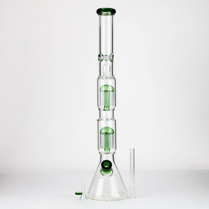 24.5" Dual 8 arms perc, with splash guard 7mm glass water bong [G11124] Beaker Bong Purple Haze Smoke Inc