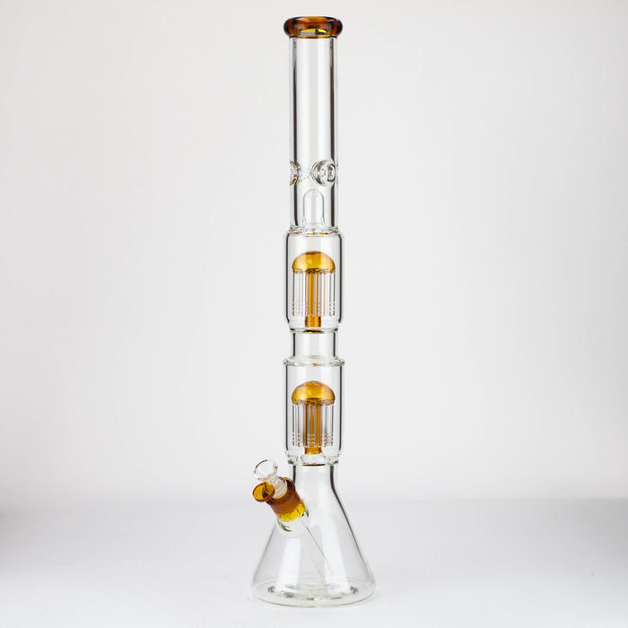 24.5" Dual 8 arms perc, with splash guard 7mm glass water bong [G11124] Beaker Bong Purple Haze Smoke Inc Golden Yellow