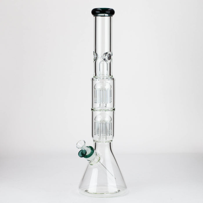 19" Dual 8 arms perc, with splash guard 7mm glass water bong [G11135] Beaker Bong Purple Haze Smoke Inc Teal